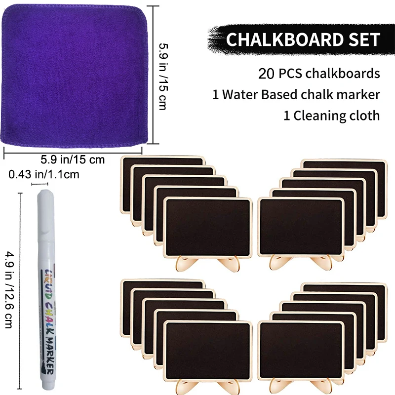 mini chalkboard sinais define extra fine dica giz marcador erase molhado pequeno tabletop de madeira sinal quadro 10 pack 20 packs 01