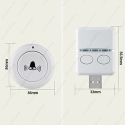 Smart Wireless USB Doorbell, Home Welcome Doorbell, Receptor Noturno para Cuidados de Cama, Call Paste Anywhere, 30 Músicas