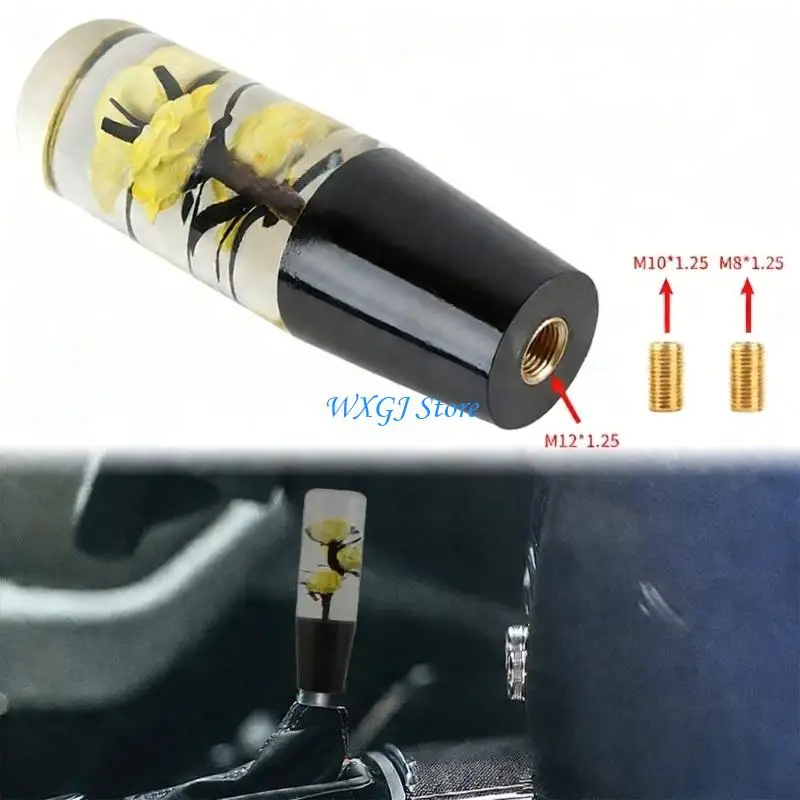 37JE Fashionable Rose Flower Gear Shifts Knob Easy Installation Suitable for All
