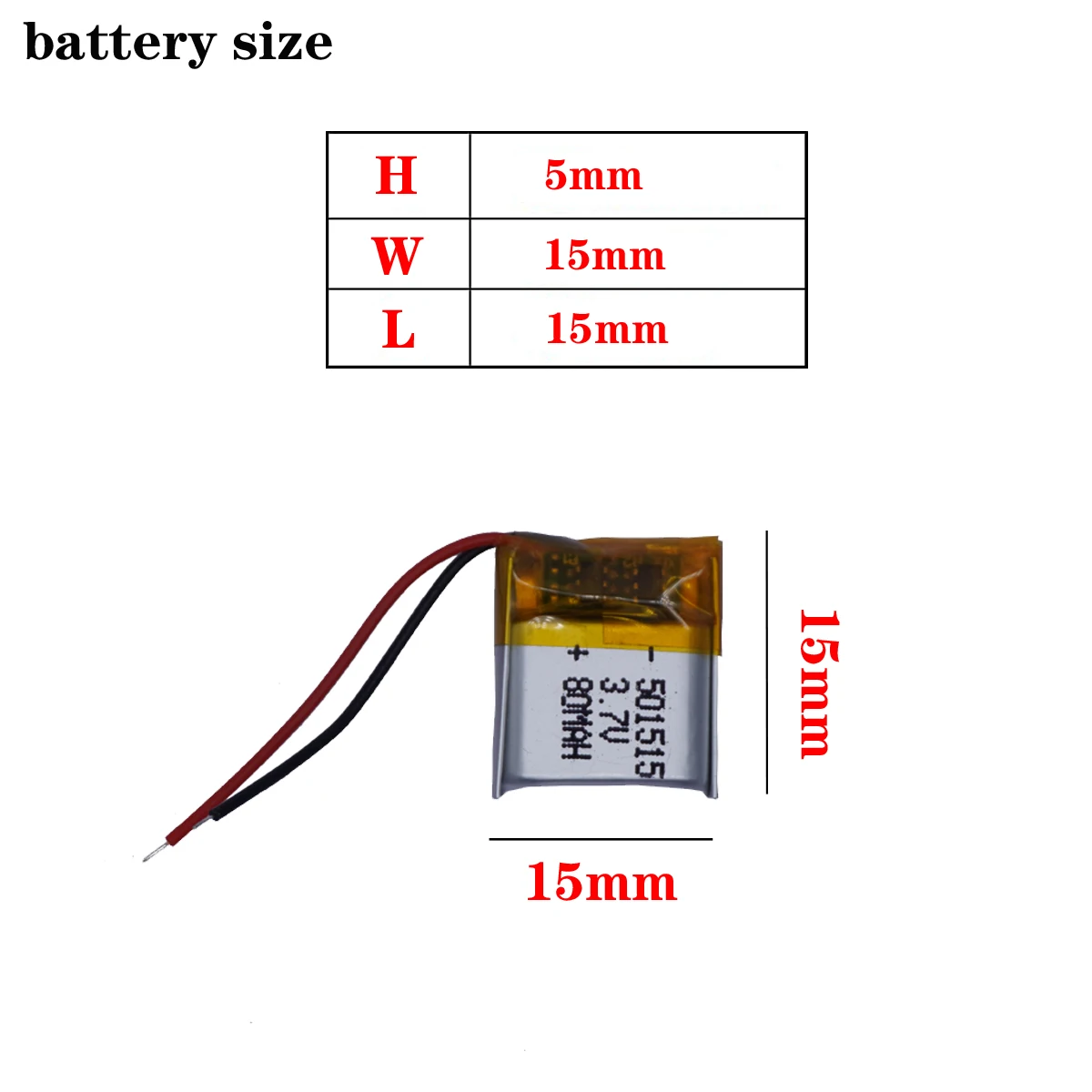 Tốt nhất thương hiệu pin polymer 3.7 V Pin Lithium 501515 80 MAH Bluetooth tai nghe nhỏ đồ chơi không dây tai nghe 80 mAh