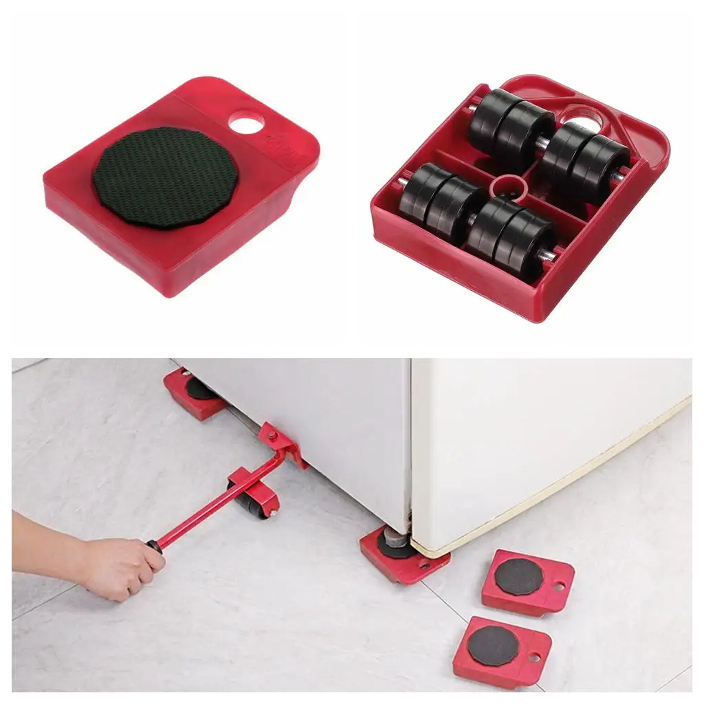 Easy Move Appliance Roller Rotatable Furniture Lifter Tool Pads with 4 Sliding Sliders for Home and Office Use