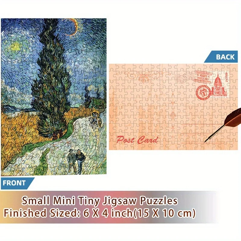 Mini Test Tube Puzzle para Decoração de Casa, Estrada com Cipreste e Estrela, Van Gogh, Pintura Famosa, Jogo Educativo, Presente Festival, 150PCs