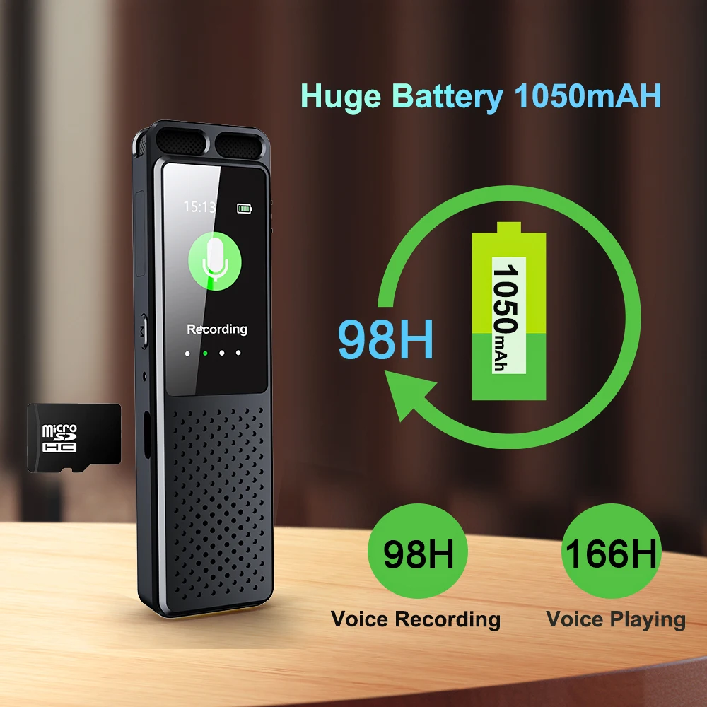 

Vandlion V99 Voice Recorder 1050mAh Long Time Recording HiFi Speaker WAV 1536kbps Recording Noise Reduction MP3 Music Player