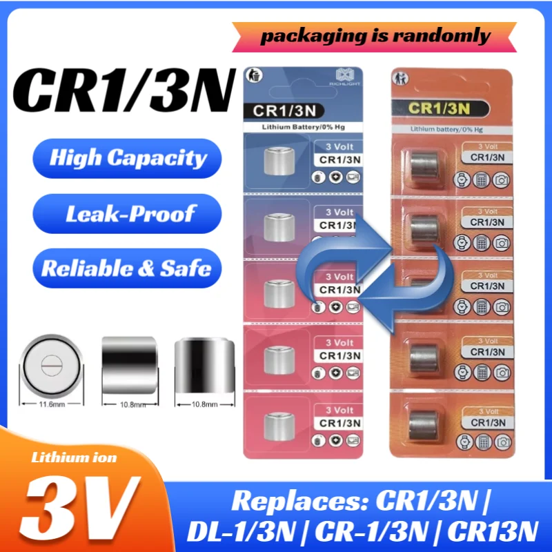 

3V 170mAh Lithium Button Cell Battery Compatible with CR1/3N DL-1/3N CR-1/3N CR13N for M6 M7 Camera Dog Bark Collar Laser Sight
