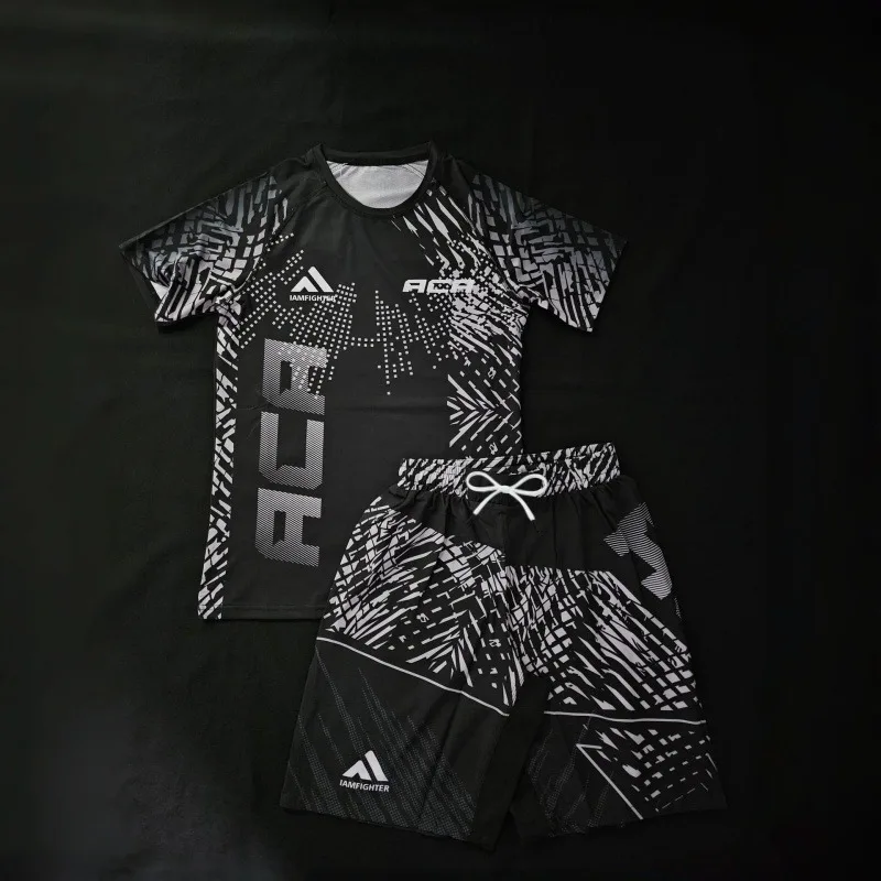 

2026 New Y2K Black and White Tech Fighting Suit, Men's and Women's Quick-Drying Breathable Sports Training Two-Piece Set