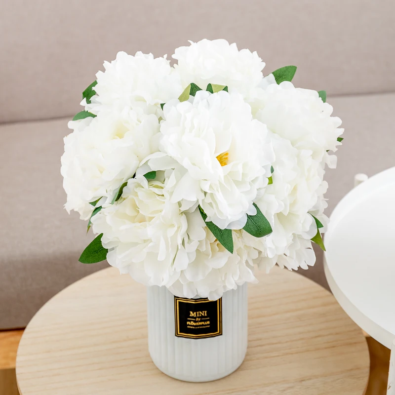 5 Pieces Artificial Flower Peony Big Flower Head Wedding Wall Decoration White Fake Bouquet Home Garden Party Flower Arrangement