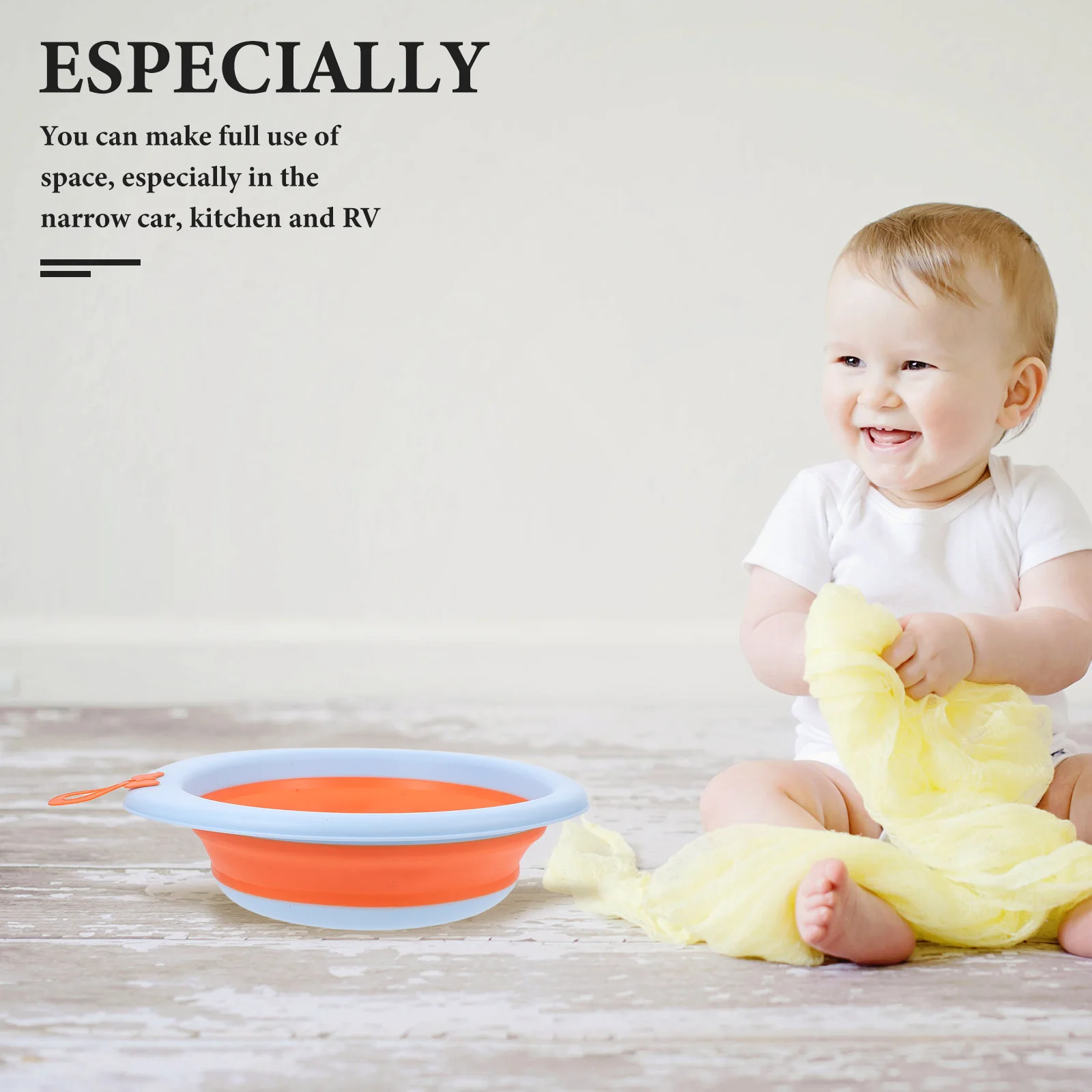 

2pcs Baby Foldable Wash Basin Lightweight Portable Durable for Newborn Face Foot Bath Storage Food Camping Water Items Blue