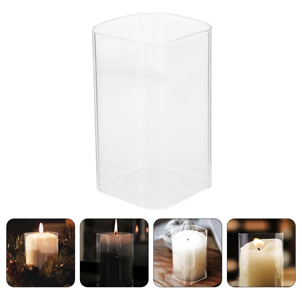 

Glass Shades Clear Candleholder Open Ended Design Stable Fine Material Long Lasting Use Desktop Decor Clear Cover