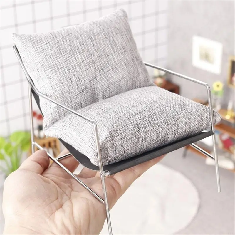 

Creative Scene Doll House Accessory 1/6 Sofa Chair With Fabric Cushion Rust Resistant Iron Framework Scene Decoration L8RB