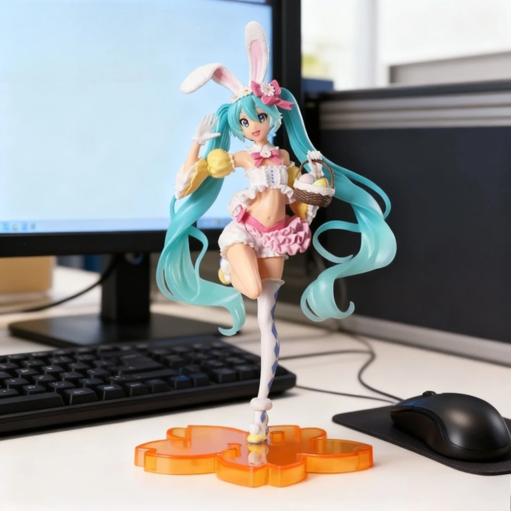 23CM Hatsune Miku Anime Figur Kawaii Pvc Modell Puppe Action-figuren Kaninchen ohren Sammeln ornamente Weihnachten Spielzeug geschenke