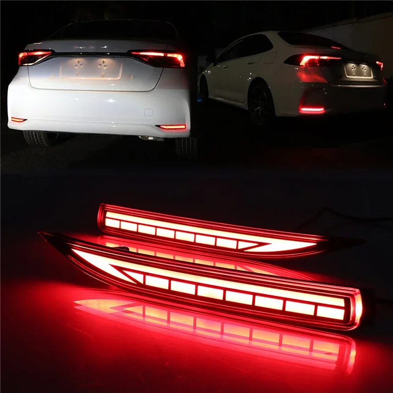 

Car Rear Bumper Brake Dynamic Light Turn Signal Red LED Fit For Toyota Corolla 2019 3 Function Flowing Flashing Reflector Lamp