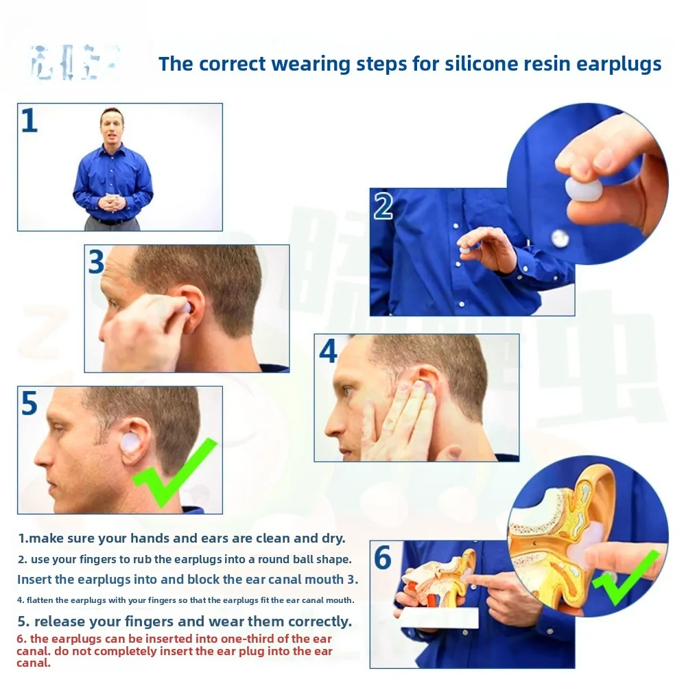 Silicone Resin Earplugs for Sleep,SpecificallyDesigned for Students To Prevent Snoring,Reduce Noise,and Provide Sound Insulation