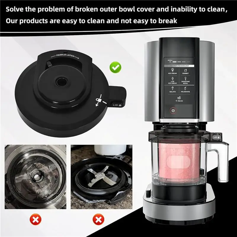 AB43-5X For Ninja Ice Cream Maker Outer Bowl Lid For Ninja NC299AMZ/NC301/NC300/NC201/NC101 Series (NO Paddle)