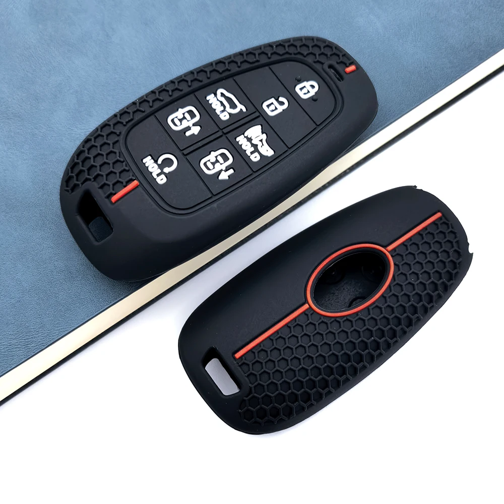 Capa de chave de carro de silicone com 7 botões para Hyundai Santa Fe Tucson 2022 NEXO NX4 Atos Solaris Prime 2021 Auto Shell Fob Case Keyshell