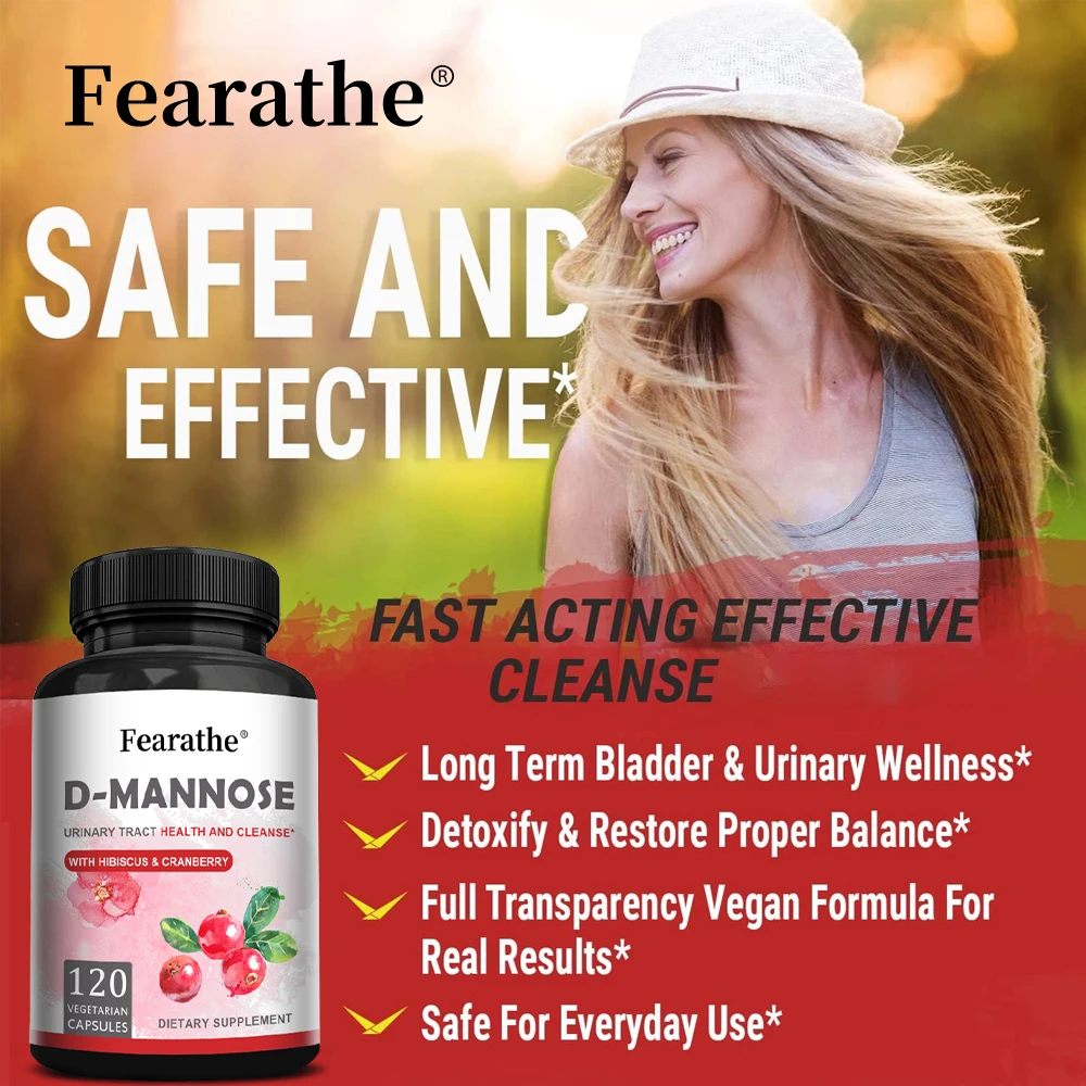 D Mannose - with Cranberry, Hibiscus, for Urinary Tract Health for Women and Men, Urinary Tract, Cleansing and Bladder Support