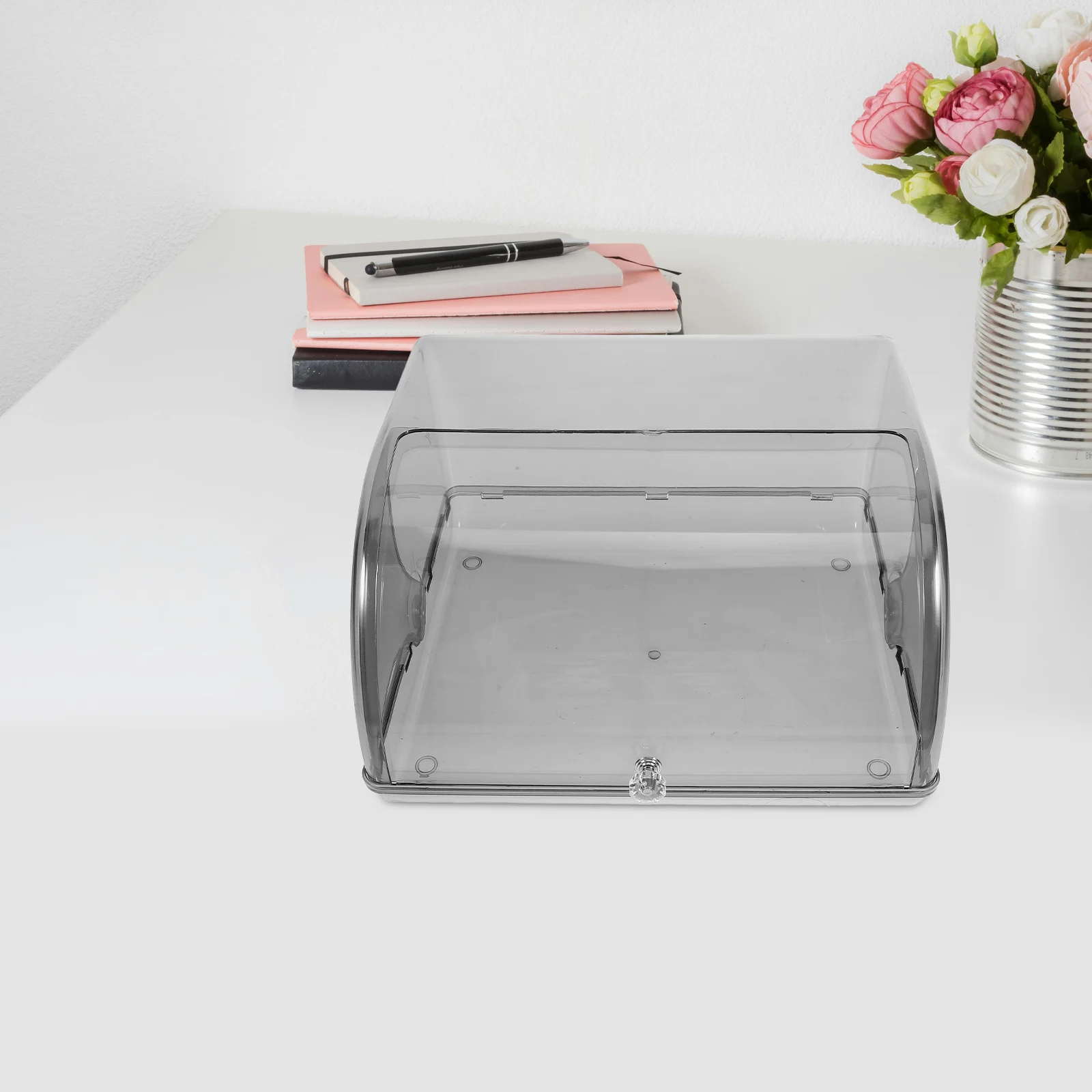 

1pc Flip Lid Storage Box Transparent Plastic Key Holder Organizer Entryway Home Decor Desktop Trinket Case Jewelry Container