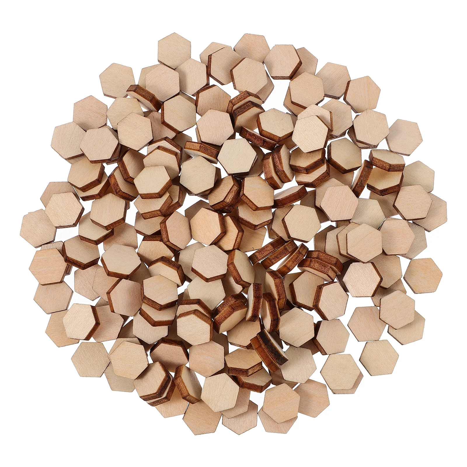 

200pc Wood Slice Decorations 10Mm Beech Wooden Hexagonal Pieces Diy Crafts For Wedding Birthday Christmas Handicrafts