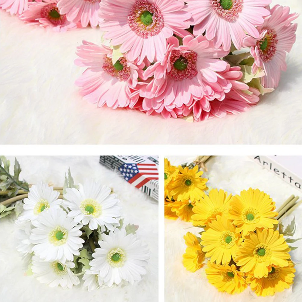 

7Pcs Artificial African Daisy Flower Bouquet Simulation Flower Adornment Decorative Home Wedding Decoration Yellow