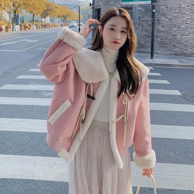 Korea Straße Pelz Integration Kleidung Frauen Mantel Winter neue verdicken Jacken weibliche elegante lose Freizeit jacke neu