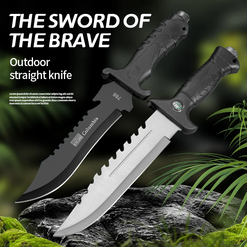 Outdoors straight knife, wilderness jungle exploration knife, camping, hiking, survival knife, hunting knife, sharp small knife