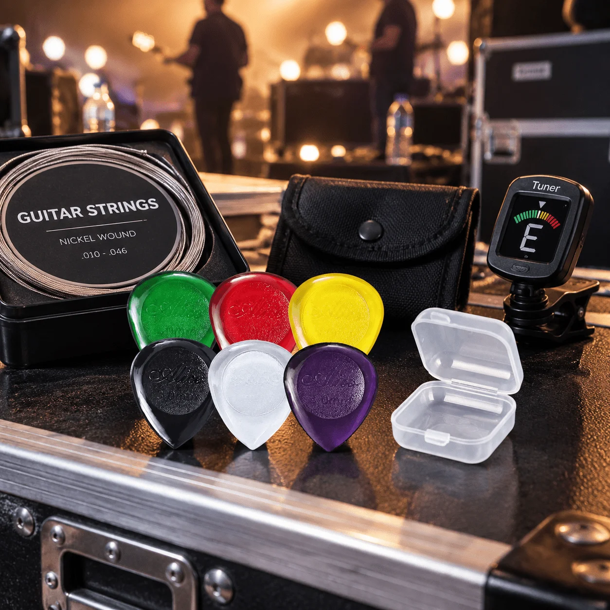 6Pcs Random Color Size Small Waterdrop Guitar Picks 1mm 2mm 3mm Boxed Plastic Plectrums with Holder Box for Practice TMZ