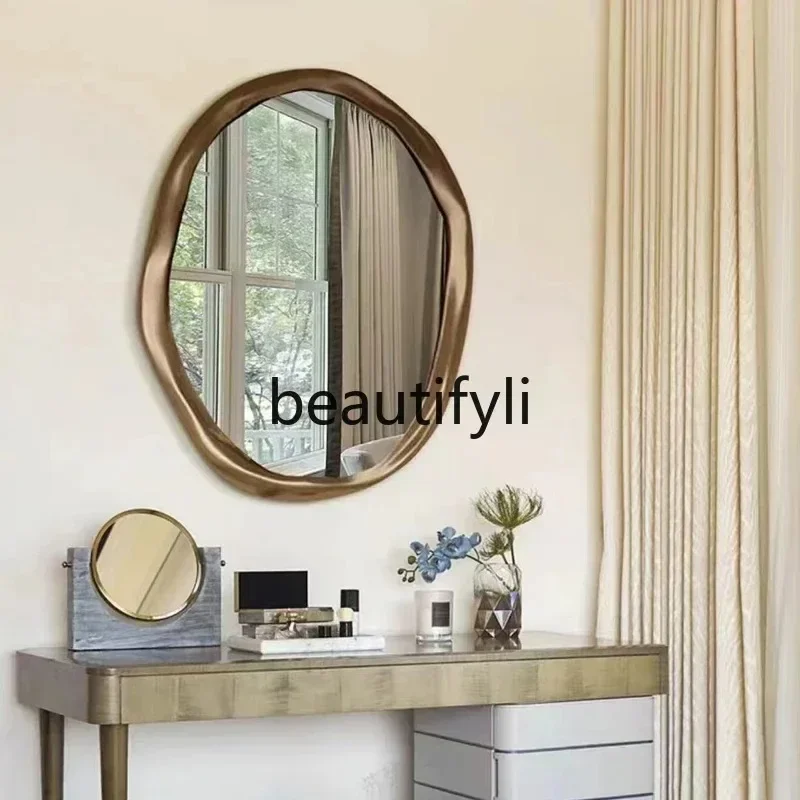 P62  French retro wall-mounted vanity mirror medieval bathroom mirror washtable vanity mirror