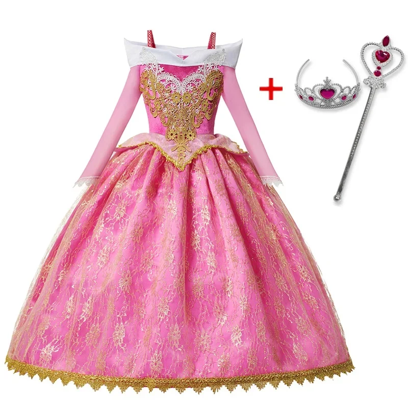 Sleeping Beauty Cosplay Costume Girl Princess Luxury Dress Halloween Costume for Kids Birthday Party Ball Gown Dresses Vestidos