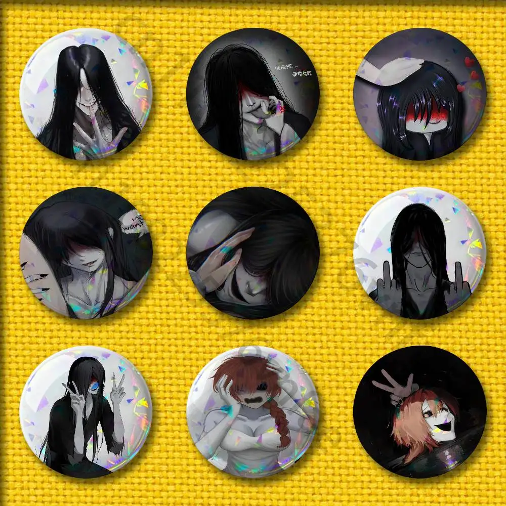 

H-Homicipher Mr Chopped Silver Crawling Scarletella Badges 25mm 44mm 32mm 58mm Round Pin Brooch Souvenir Cosplay Accessories