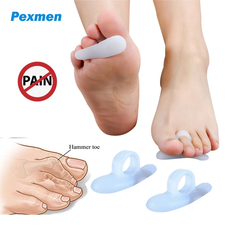 

Pexmen 2Pcs Gel Hammer Toe Straightener and Corrector for Overlapping Curled Curved Crooked Clubbed Claw Bent and Mallet Toe