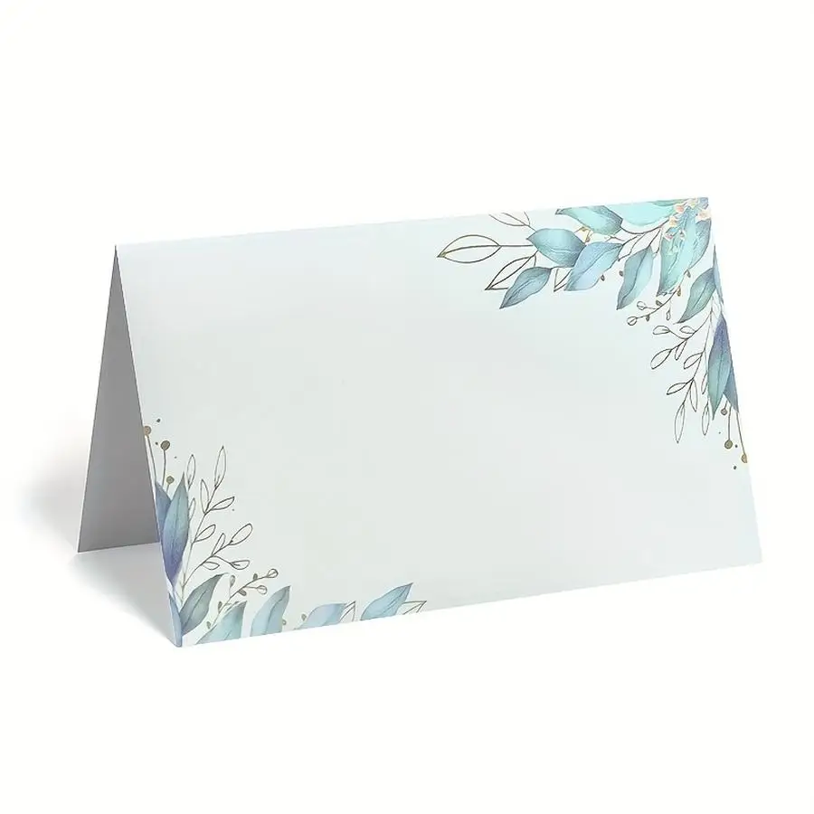1/5/10/20/50/100pcs Place Cards, Blue Leaf-style Seating Cards to Enhance the Atmosphere of Weddings, Parties, Birthday Banquets