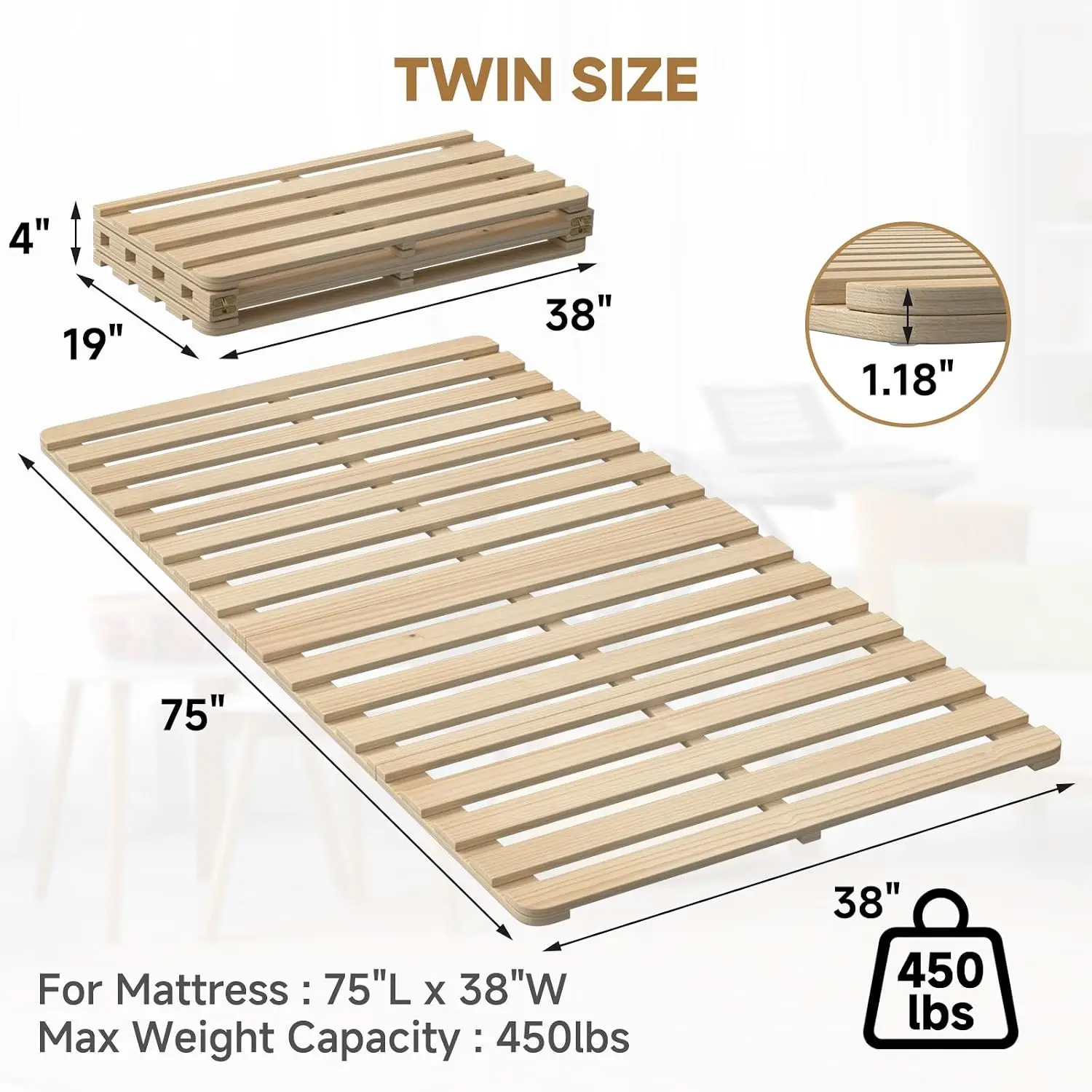 Floor Bed Frame, Foldable Tatami Frame, Breathable Moisture-Proof Plate, Japanese Floor , Wood Slatted Floor Fra