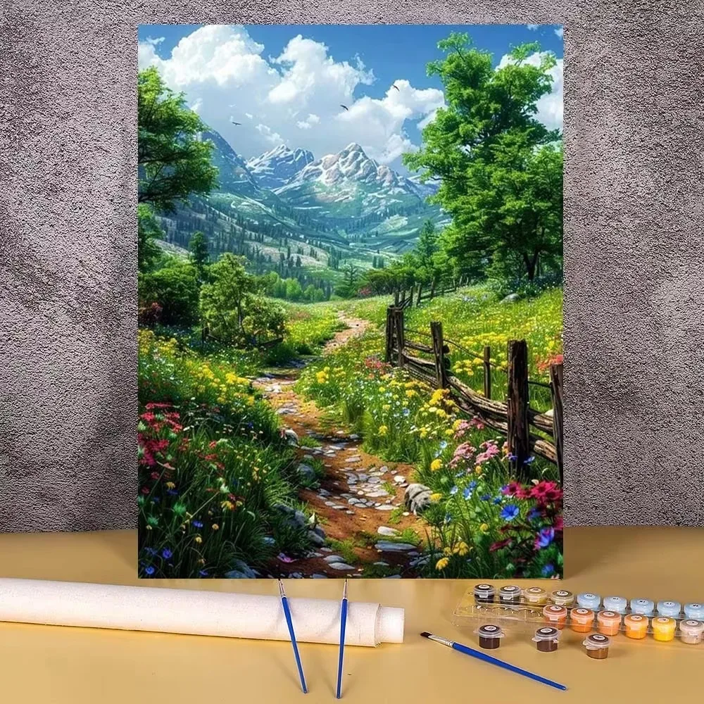 DIY Oil Painting By Number Home Decoration Painting Wall Bedroom Living Room Decor Gift Frameless Mountain Landscape Picture