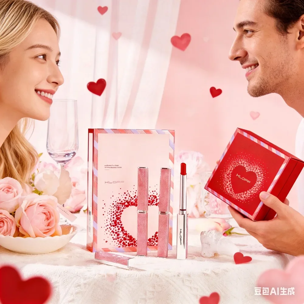 Conjunto de batom de tubo fino e neblina suave para confissão de dia dos namorados, presente romântico para seu kit de maquiagem labial perfeito