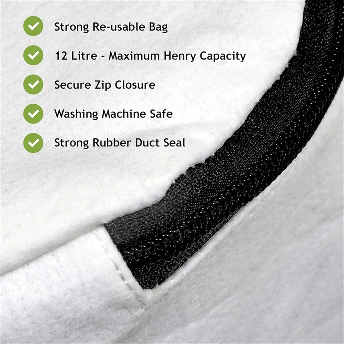 Reusable Washable Dust Bags with Zip for Numatic Henry Hetty James Edward AS200 Vacuum Cleaner Accessories