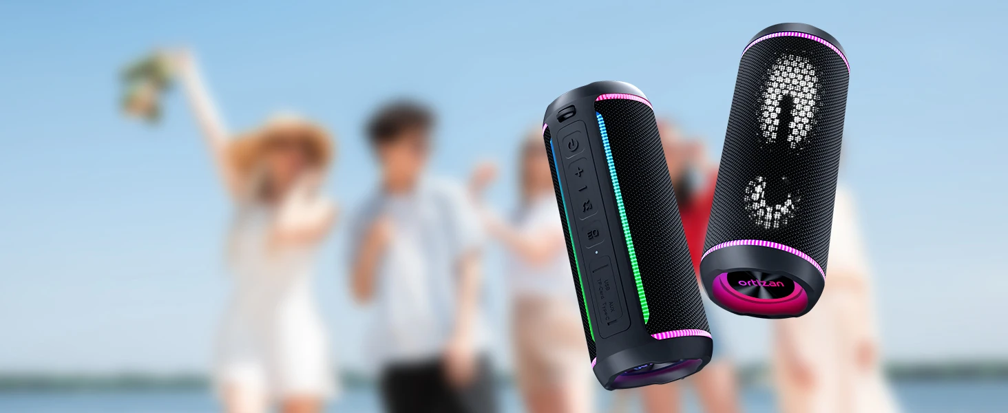 Ortizan X30 Tragbare Bluetooth-Lautsprecher, Bass Boost, 40 W, leistungsstarker kabelloser IPX7-wasserdichter Lautsprecher mit 6600-mAh-Akku, USB/TF/AUX – Detail 1