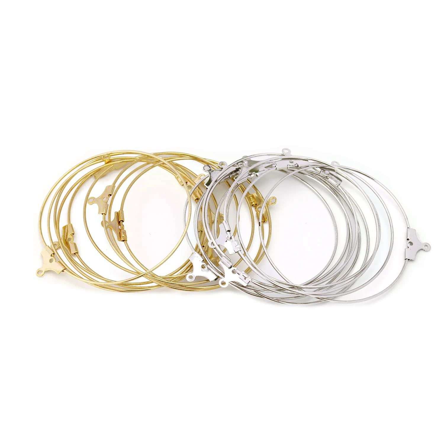 30pcs/lot 25 30 35 40mm KC Gold Hoops Earrings Big Circle Ear Wire Hoops Earrings Wires For DIY Jewelry Making Supplies