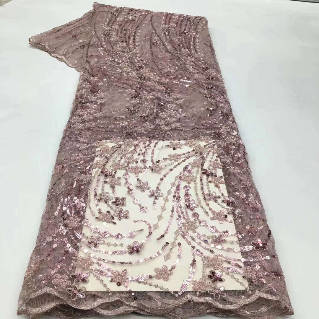 عالية الجودة الفاخرة الترتر نسيج دانتيل مطرز الفرنسية اليدوية تول مطرز أقمشة الدانتيل للنساء فساتين الزفاف