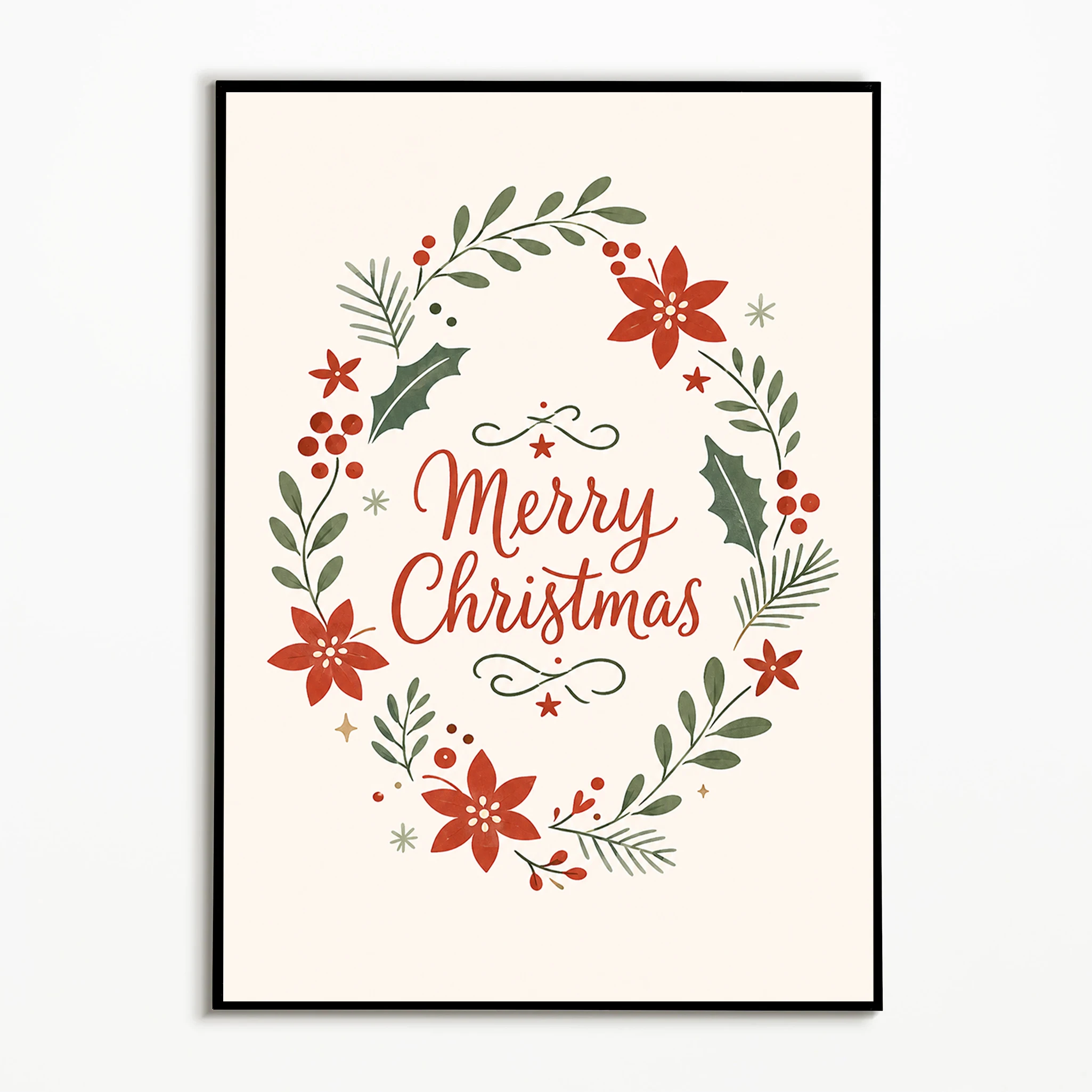 1PC,Vintage Wall Art Christmas Wreath Quote Posters Modern Canvas Painting Home Office Decor Room Wall Decor Gallery Wall Prints
