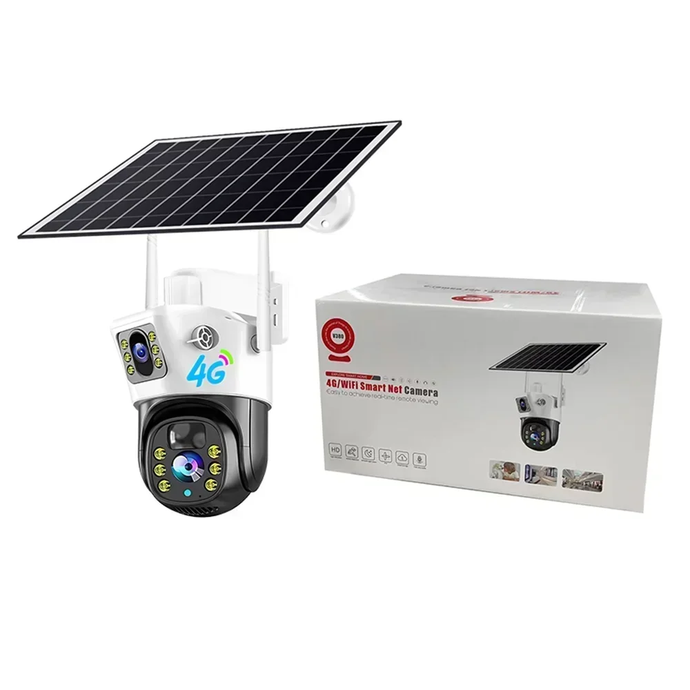 Solar Powered outdoor 10X 4G Optical Zoom  security camera system ip network camera ptz Dual Len network camera