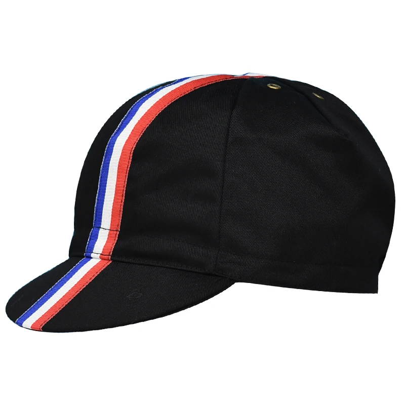 

Cotton Twill Black France Cycling Caps Head Wear Bike Hat One Size Fits Most