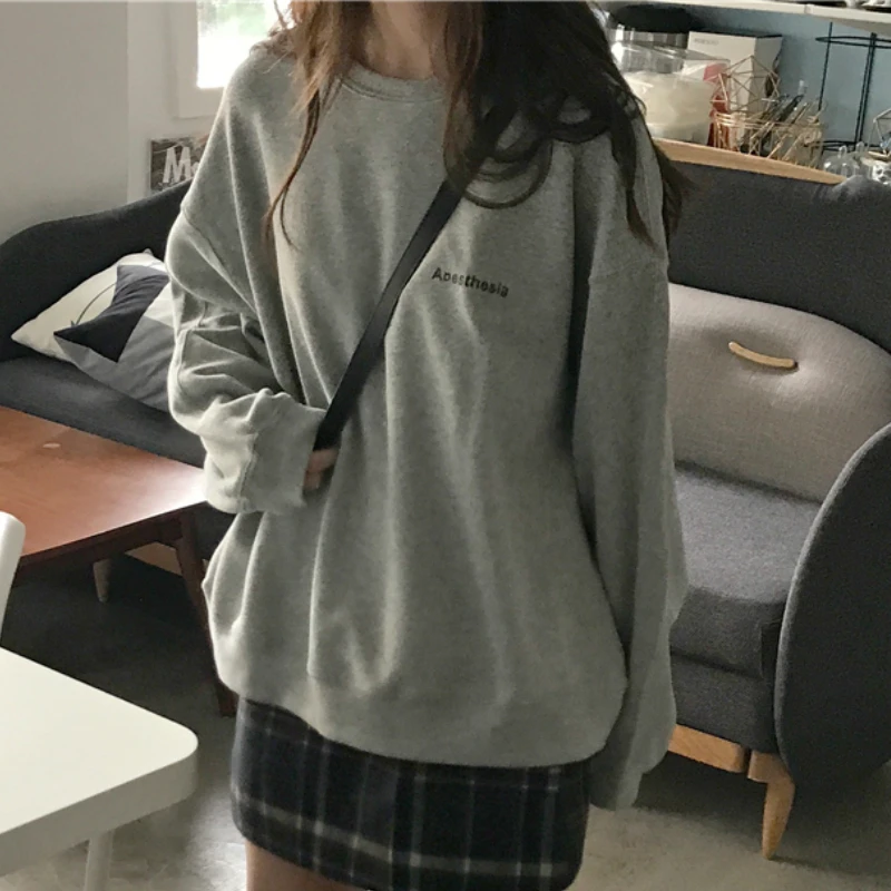 Hoodies Women Fashion Harajuku Letter Simple Spring Thin All-match Femme Sweatshirt Korean Chic Streetwear Black Girls Pullovers