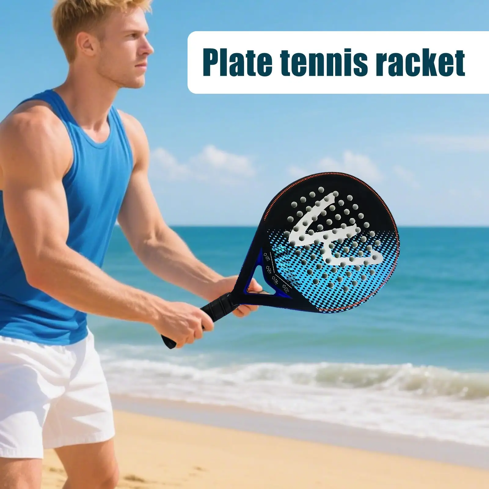 

Пляжная ракетка Pickleball из углеродного волокна, эргономичная ручка, оборудование с сумкой для хранения для начинающих, средних взрослых, мужчин, женщин