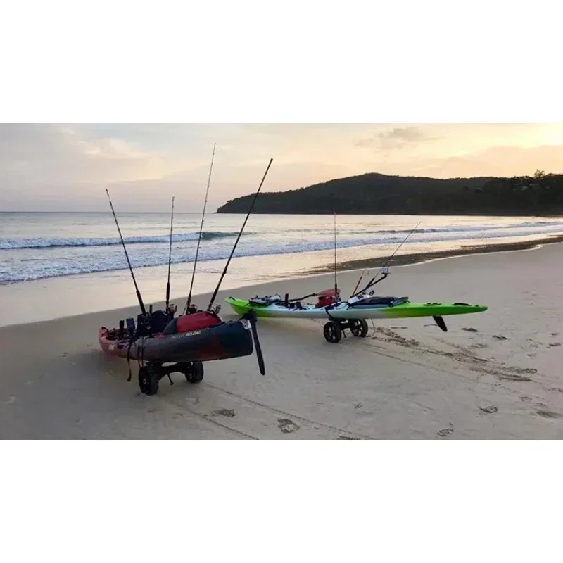 Peningkatan Plastik Papan Pantai Tunggal Keranjang Troli Pembawa Keranjang Perahu Nelayan Kecil Transportasi Mobil Papan Selancar Perahu Kano 2 Roda