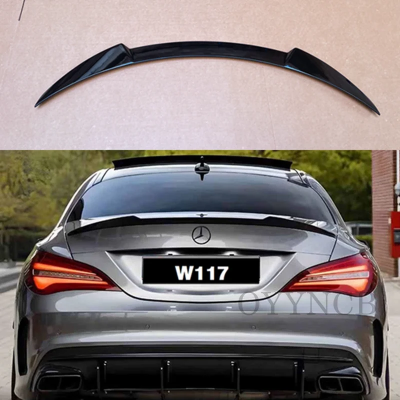 For Mercedes-Benz CLA W117 C117 CS Style Gloss Black Rear Spoiler Trunk Wing 2013-2019