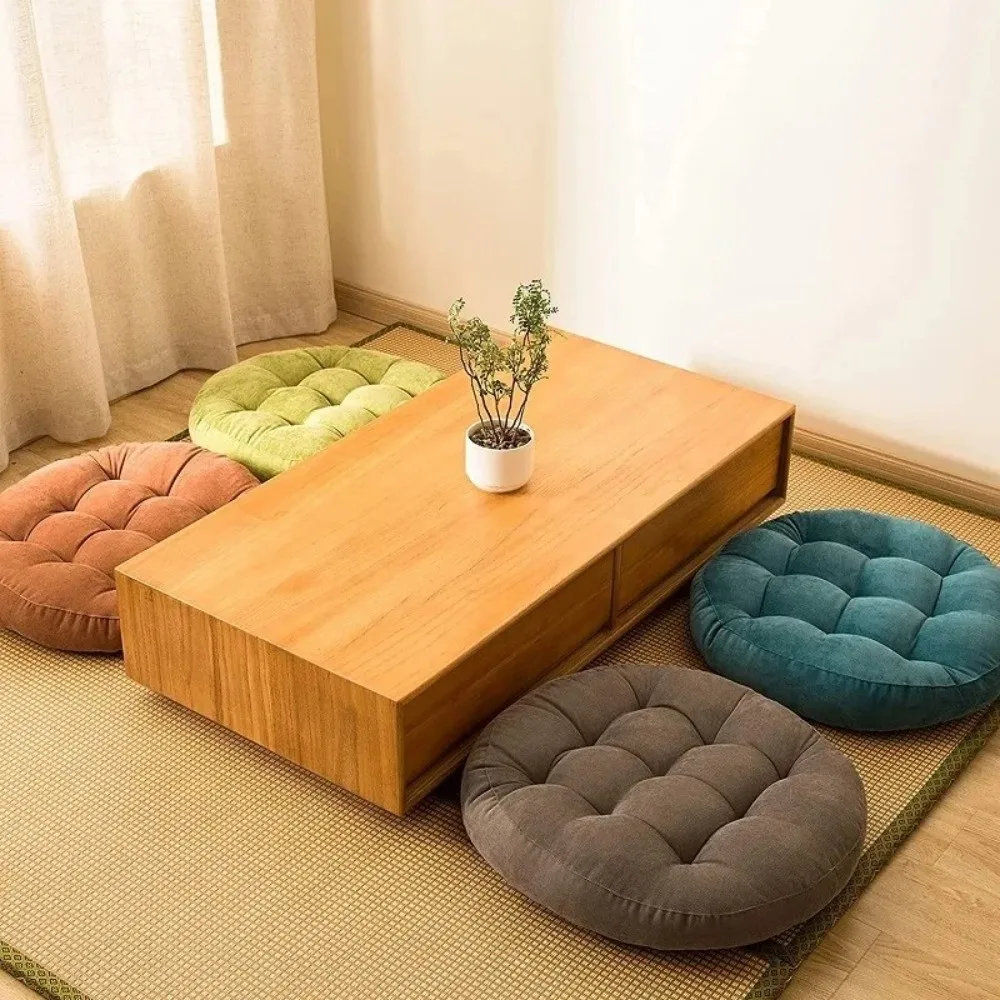 

New Corduroy Floor Cushions Solid Color Round Tatami Mat Pad Thicken Office Chair Seat Cushions
