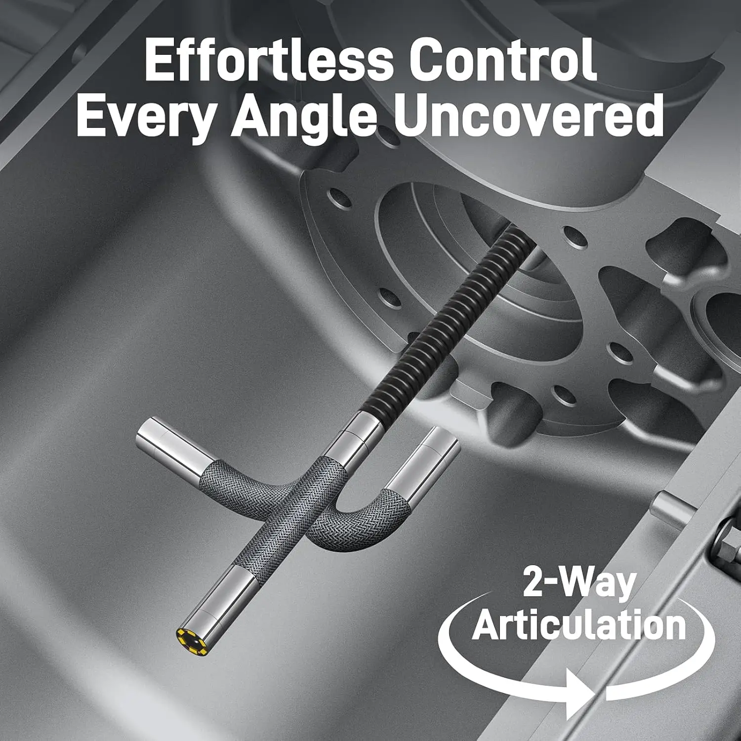 REYUECAM 5.5mm Two-Way 210° Articulating Borescope with 5 " Screen 1080P Steering Industrial Endoscope for Car Sewer Inspection