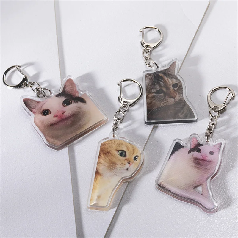 YEYULIN Kawaii Adorable Cat Keychain Acrylic Animal Key Holder For Friends Rodent Lover Birthday Jewelry Gifts