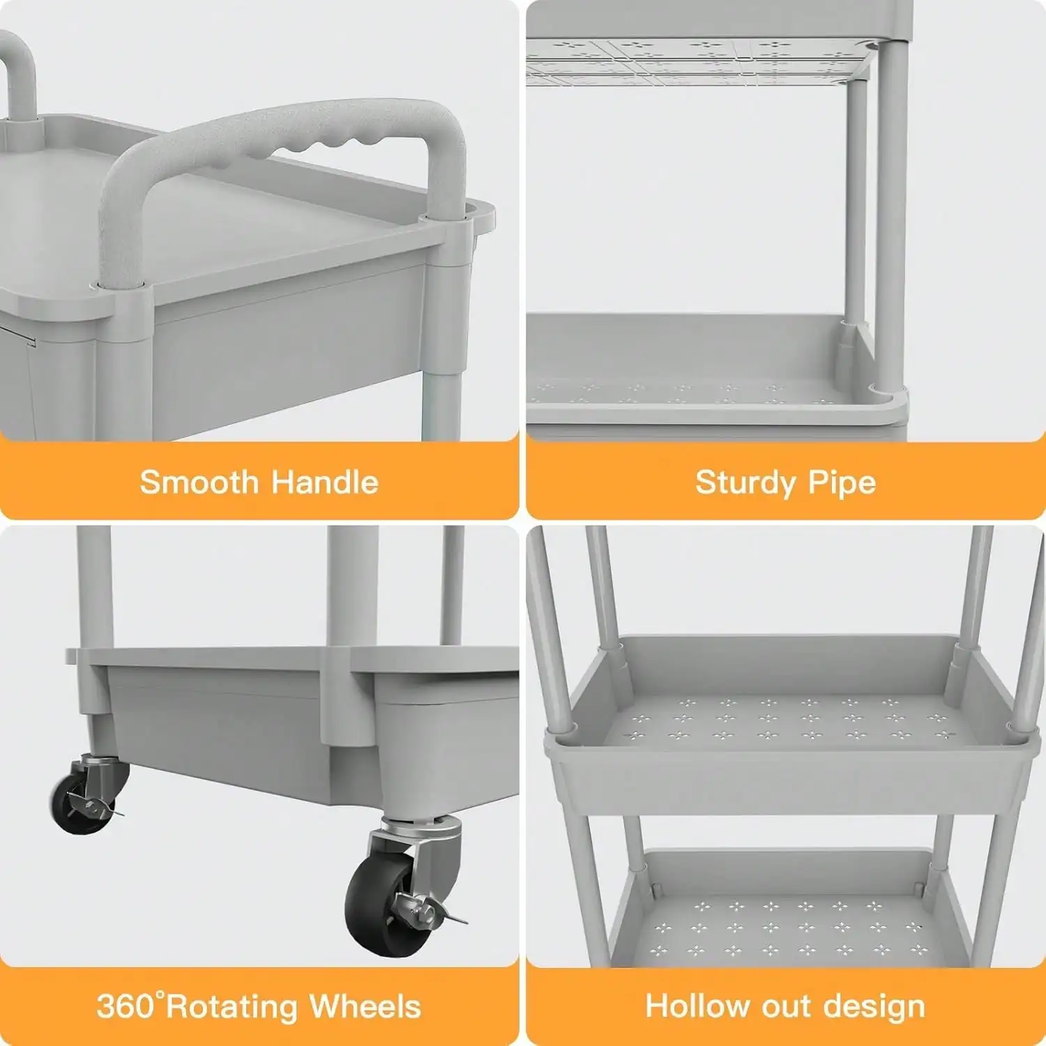 عربة أدوات دوارة بمقبض: وحدة رفوف تخزين متنقلة متعددة الوظائف للمنزل والمكتب #2