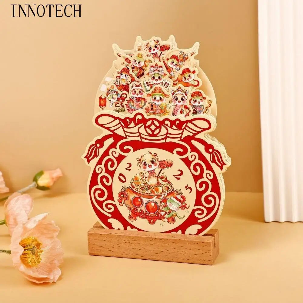 

Wooden Stand Flowers Desk Calendar Paper Craft Traditional Vase-Like Calendar Card Insert Standing Desk Calendar School