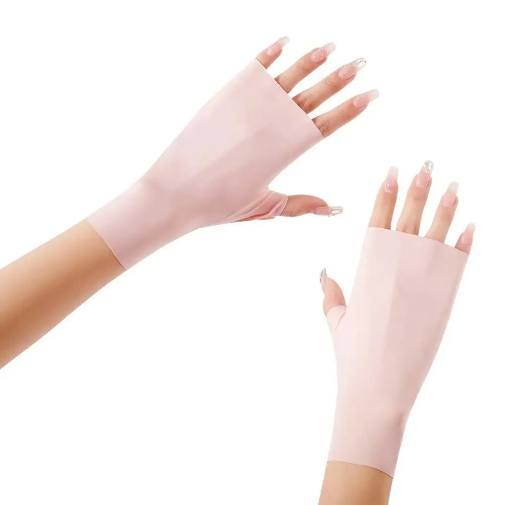 قفازات عصرية للحماية من الشمس بلون نقي قابلة للتنفس، قفازات رقيقة مضادة للأشعة فوق البنفسجية بدون أصابع للقيادة على الجليد في الصيف